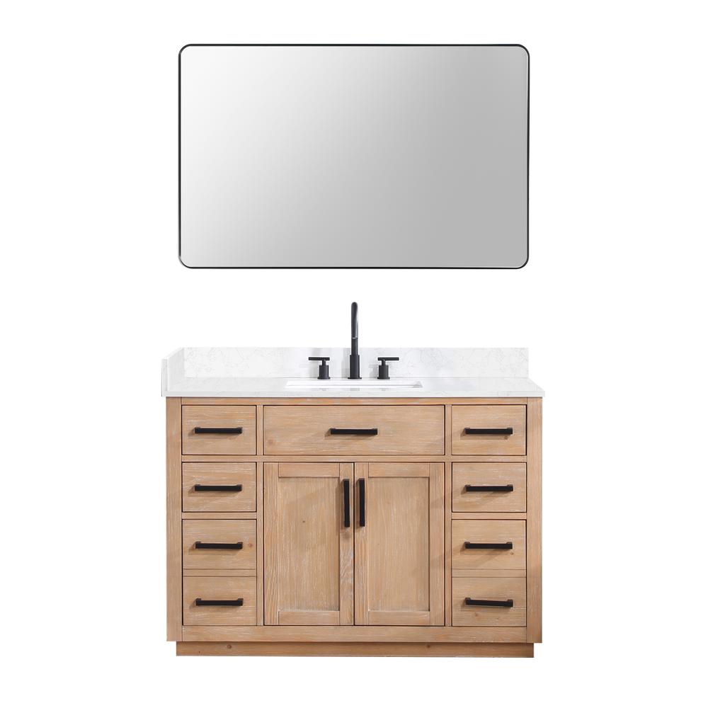 48" Single Bathroom Vanity in Light Brown with Mirror. Picture 1