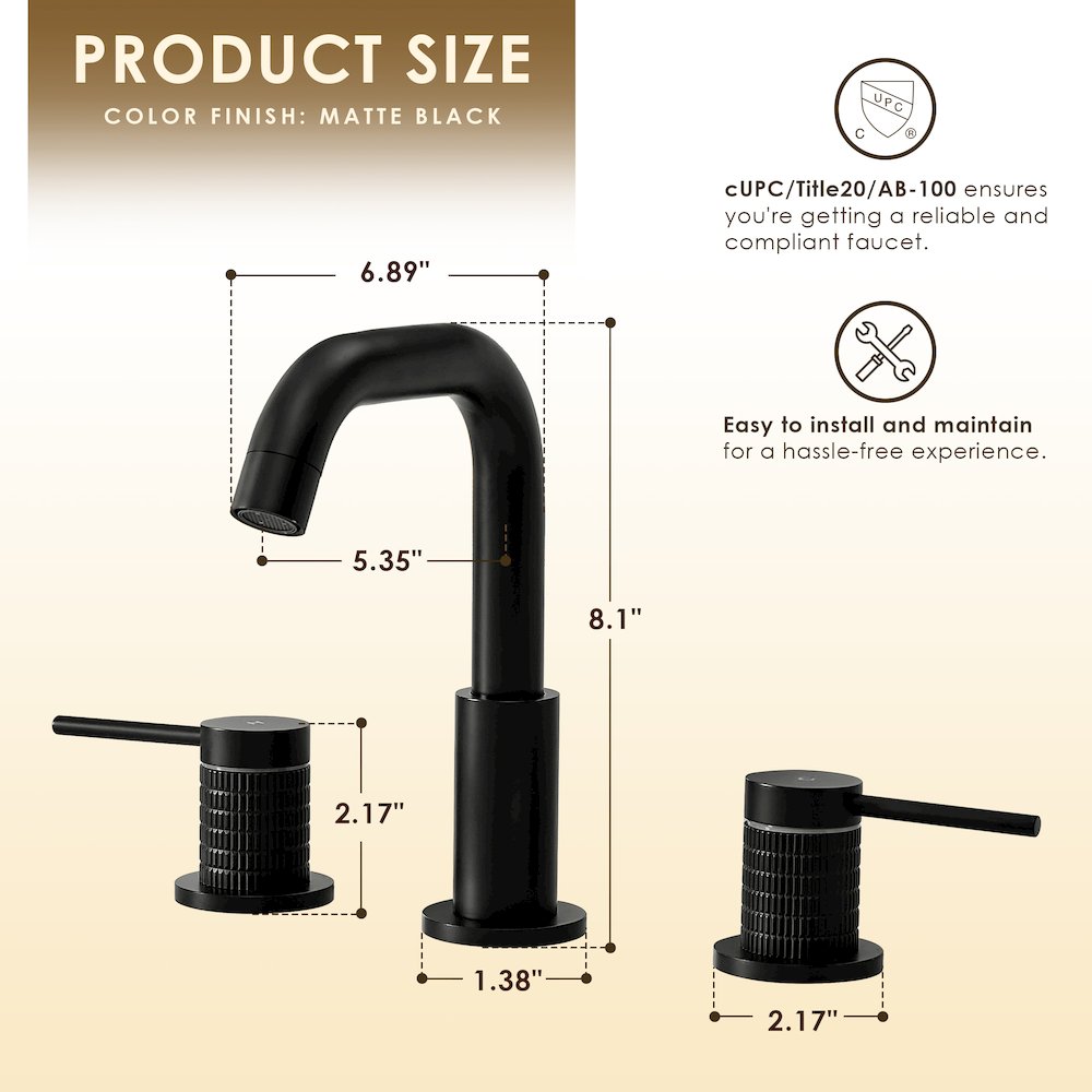 8. in Widespread 2-Handle Bathroom Faucet in Matte Black. Picture 13