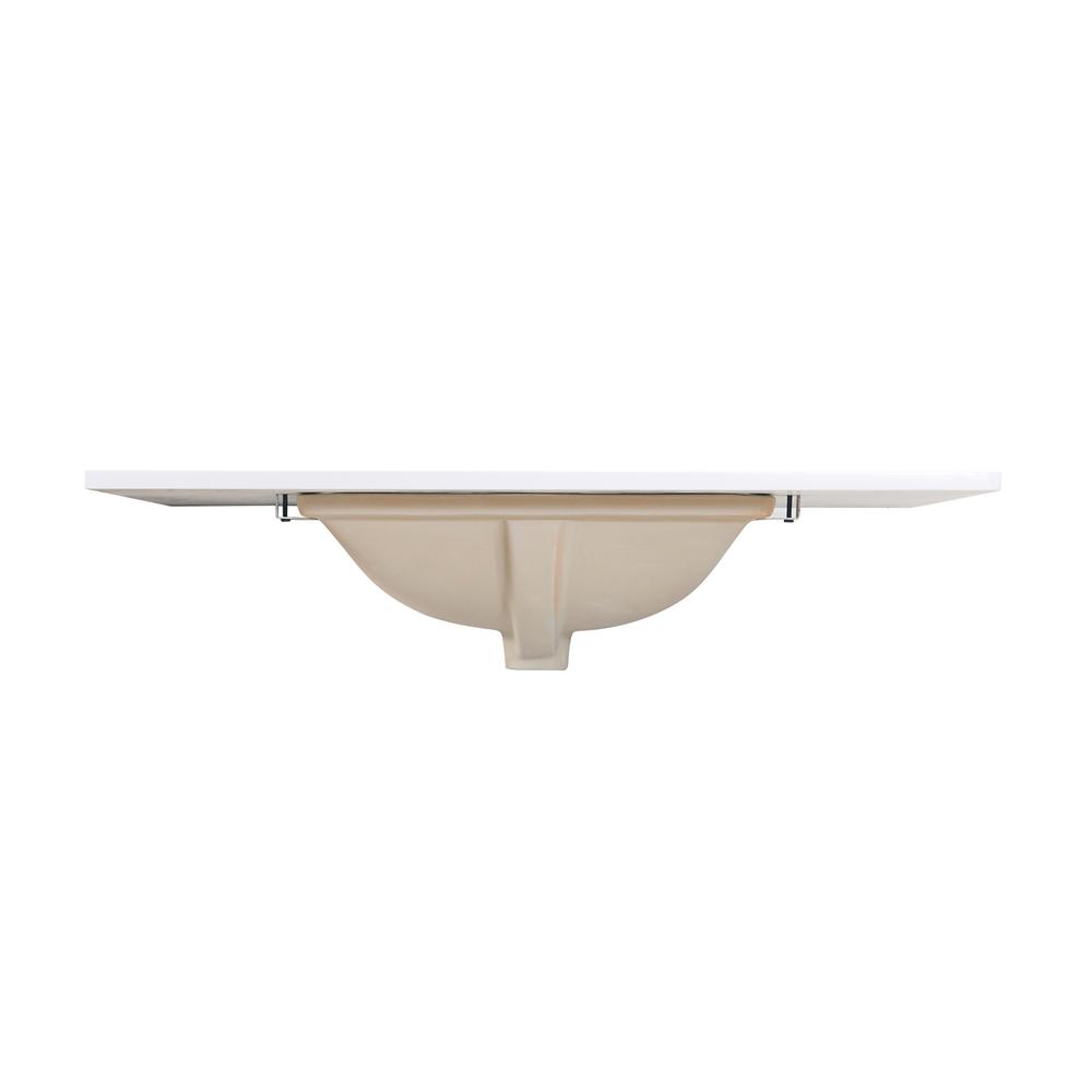 37 in. Composite Stone Vanity Top in Snow White with White Sink. Picture 4