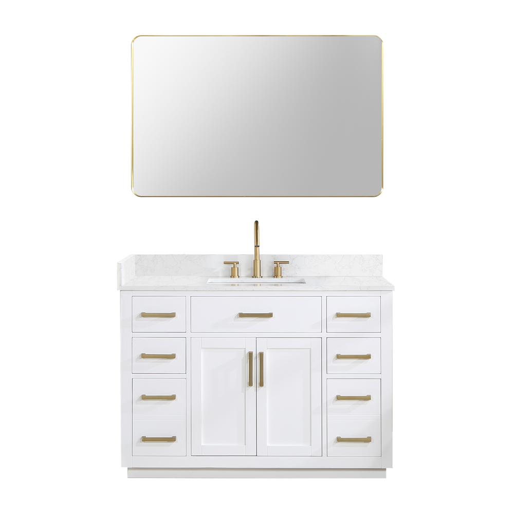48" Single Bathroom Vanity in White with Mirror. Picture 1