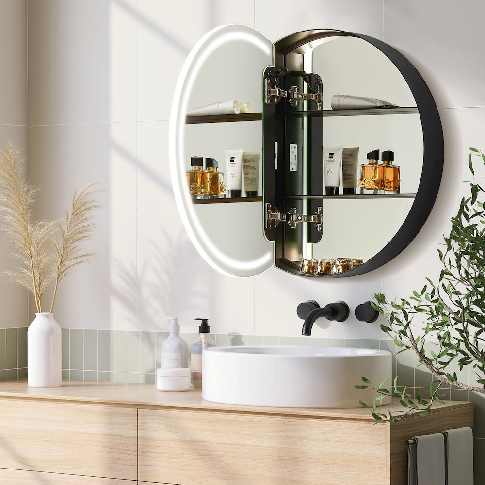 24x24" Round Frameless Surface-Mount Medicine Cabinet. Picture 9