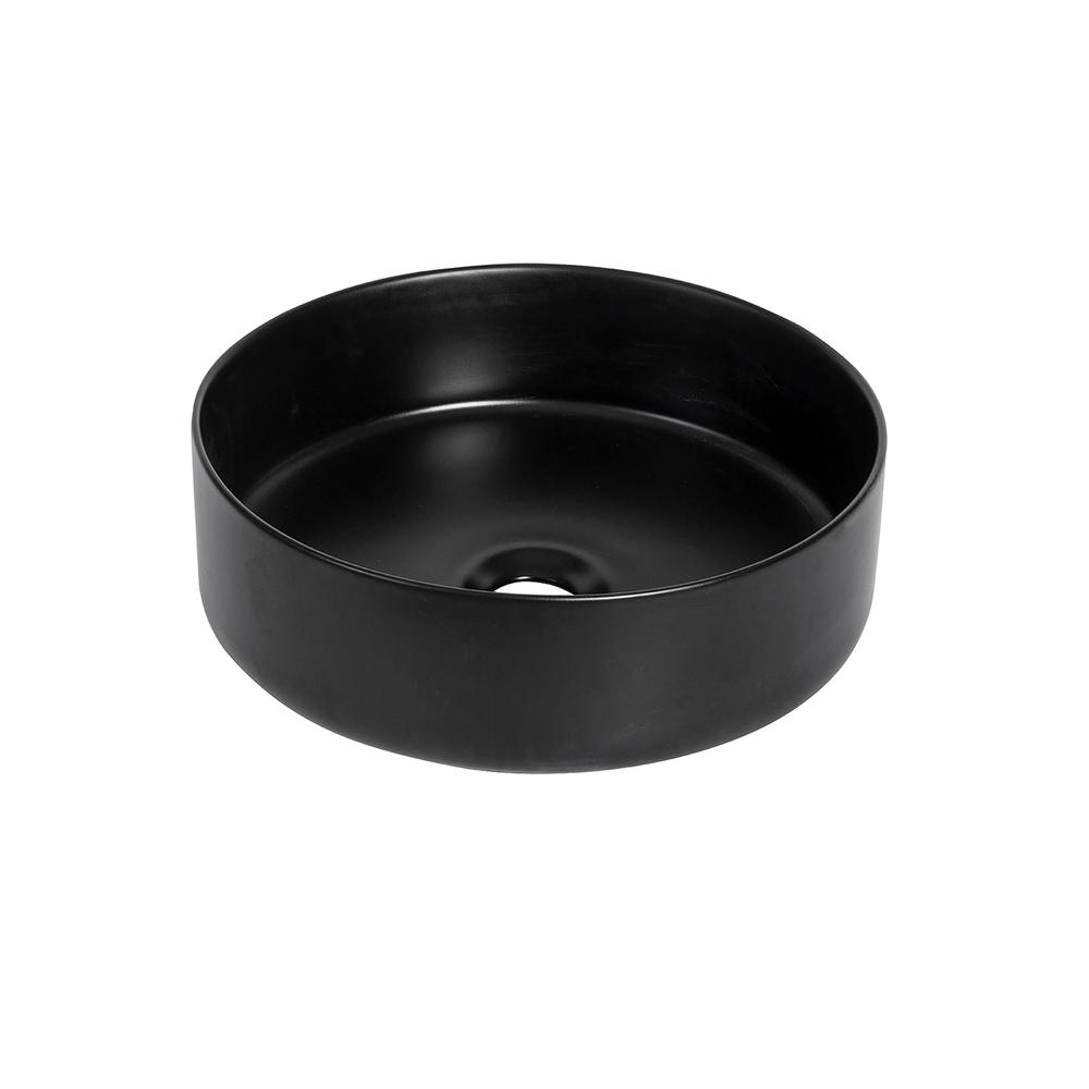 14 in. Round Black Finish Ceramic Vessel Bathroom Vanity Sink. Picture 3