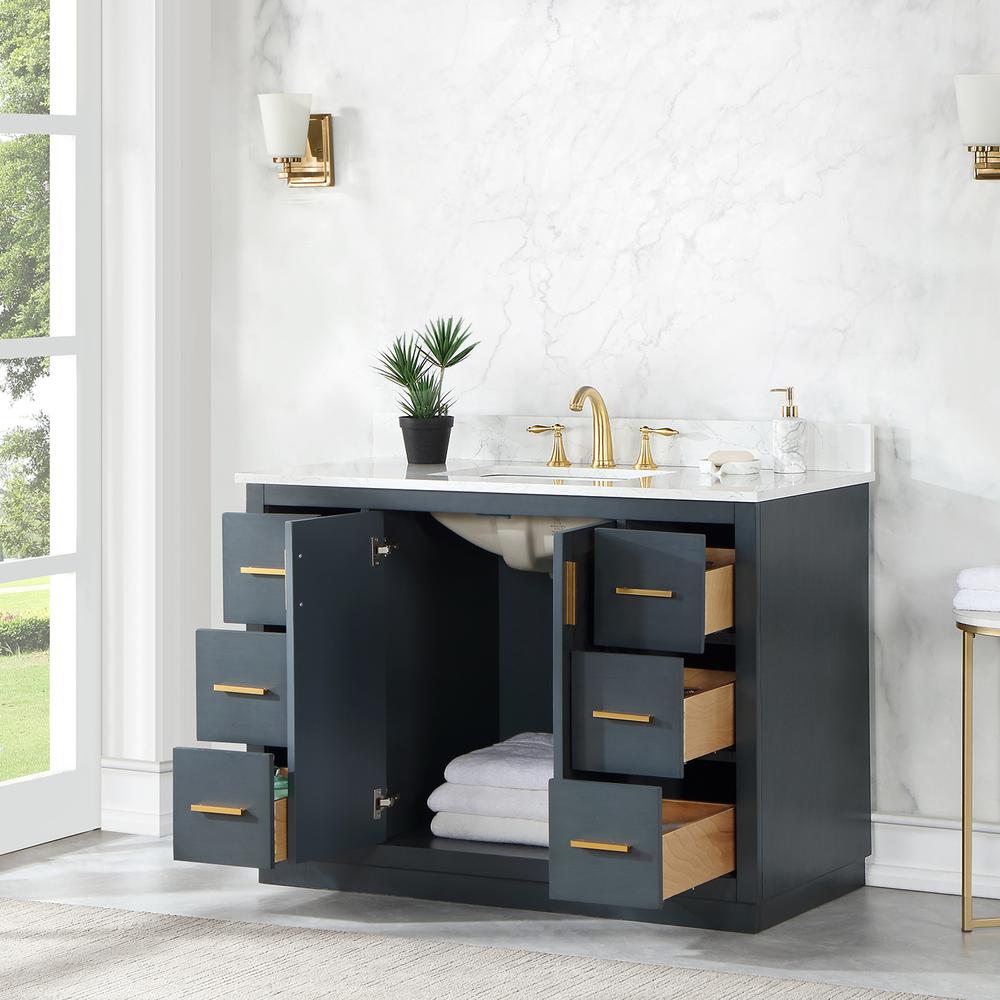 48" Single Bathroom Vanity Set in Classic Blue without Mirror. Picture 5