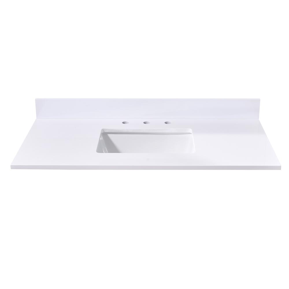 43. in Composite Stone Vanity Top in Snow White with White Sink. Picture 3