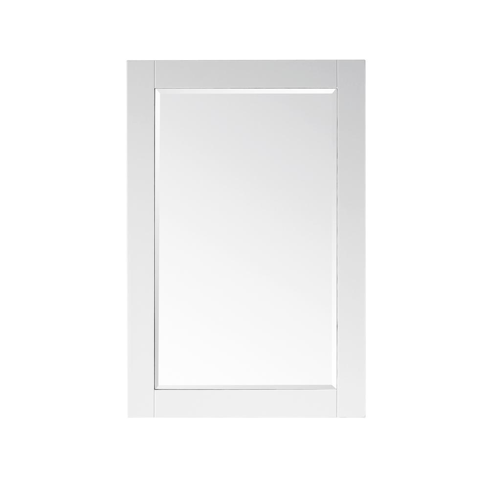 24" Rectangular Bathroom Wood Framed Wall Mirror in White. Picture 1