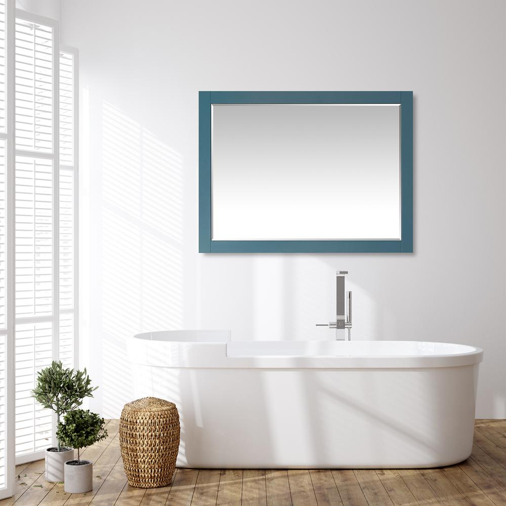 48" Rectangular Bathroom Wood Framed Wall Mirror in Royal Green. Picture 7