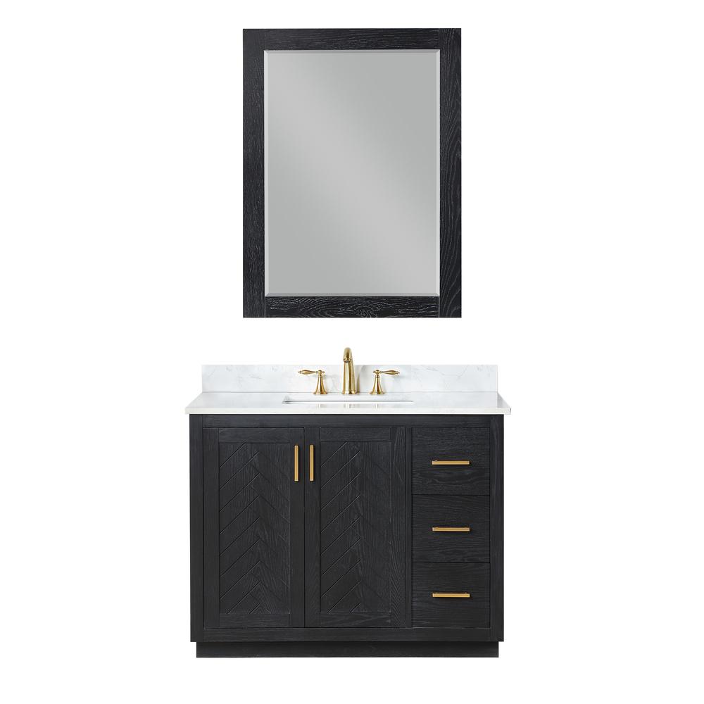 42" Single Bathroom Vanity Set in Black Oak with Mirror. Picture 1