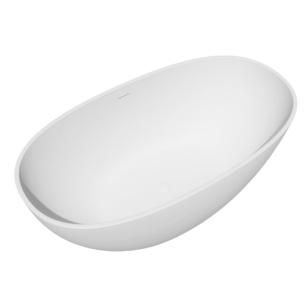 55" x 30" Solid Surface Soaking Bathtub and Integrated Overflow. Picture 3
