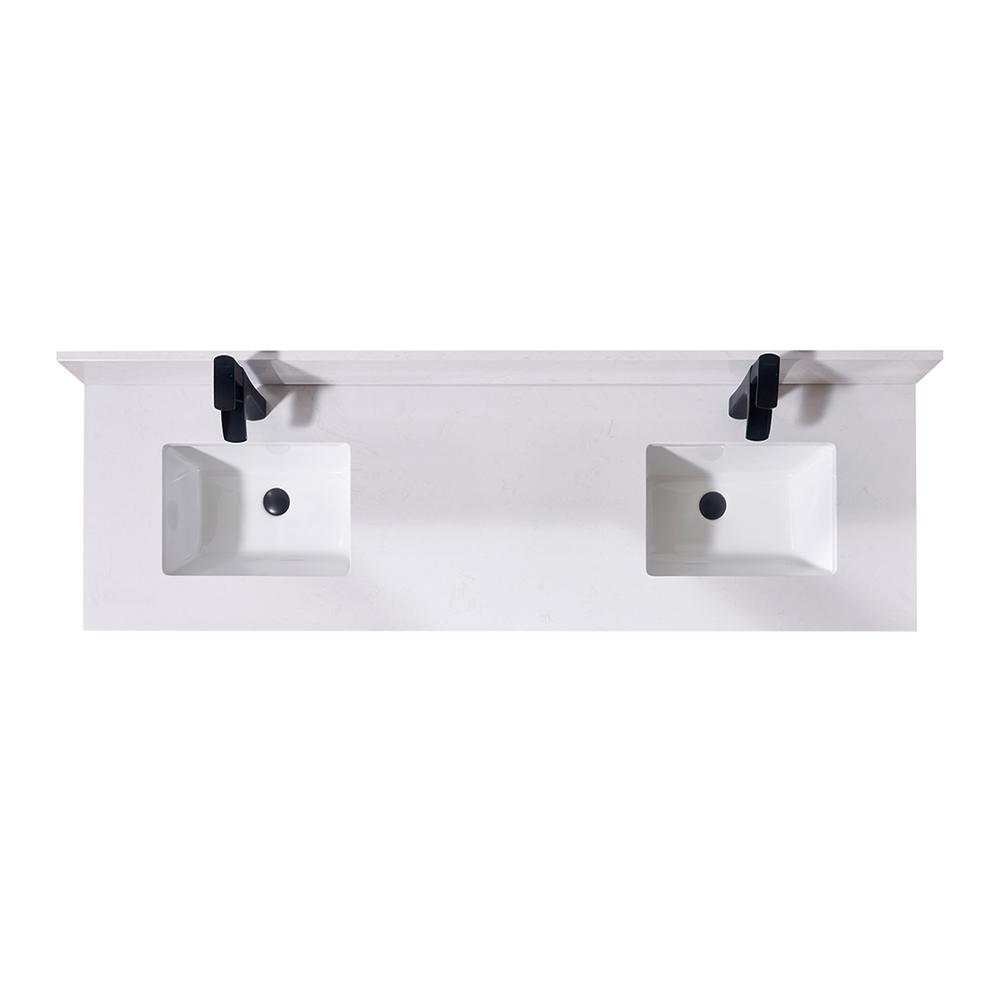 73 in. Composite Stone Vanity Top in Jazz White with White Sink. Picture 1
