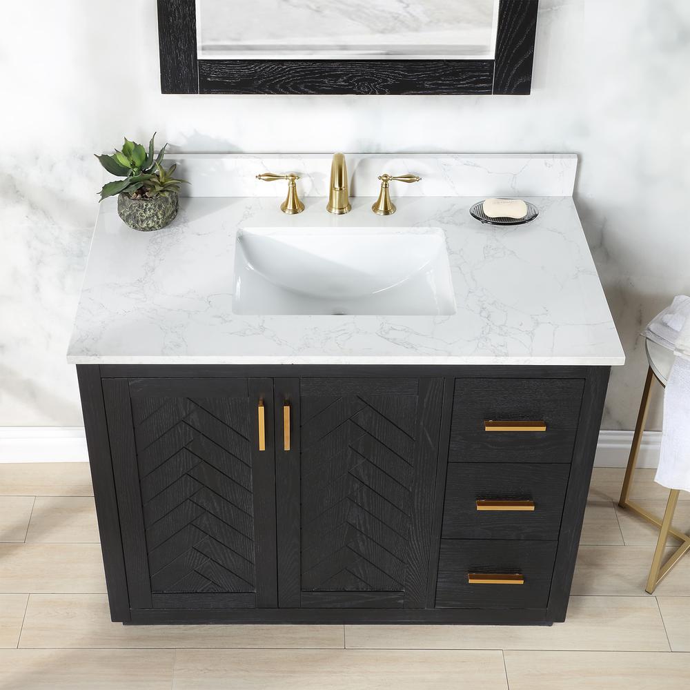 42" Single Bathroom Vanity Set in Black Oak with Mirror. Picture 9