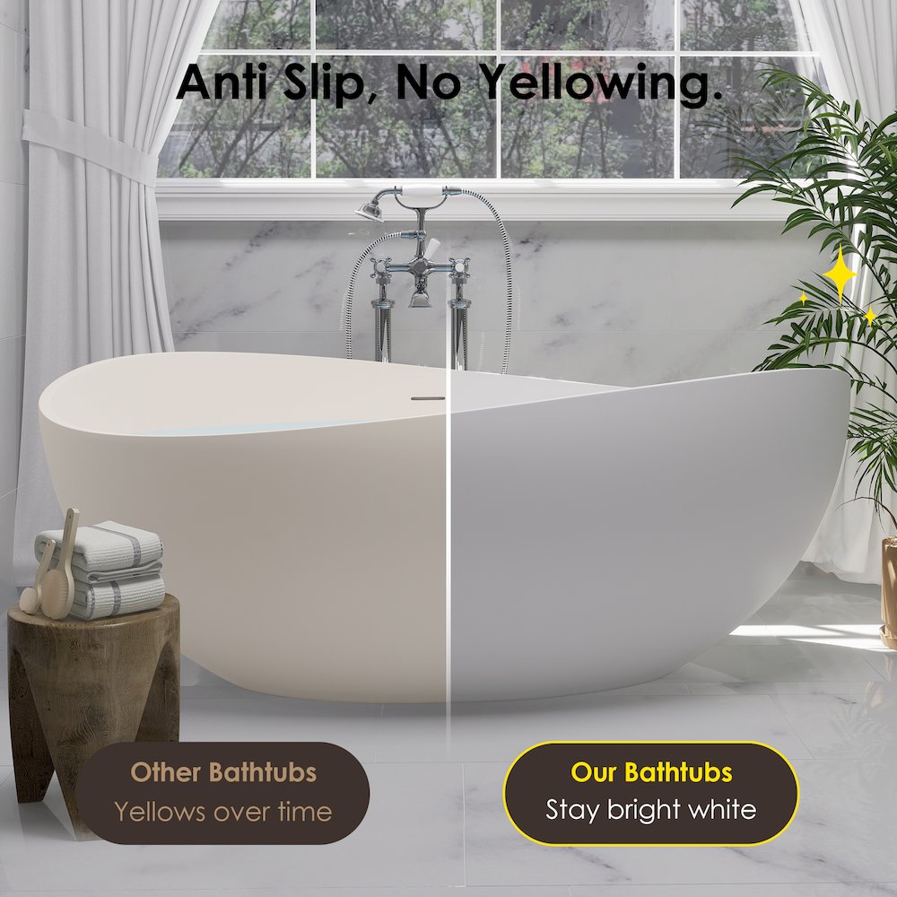 63" x 39" Solid Surface Soaking Bathtub and Integrated Overflow. Picture 15