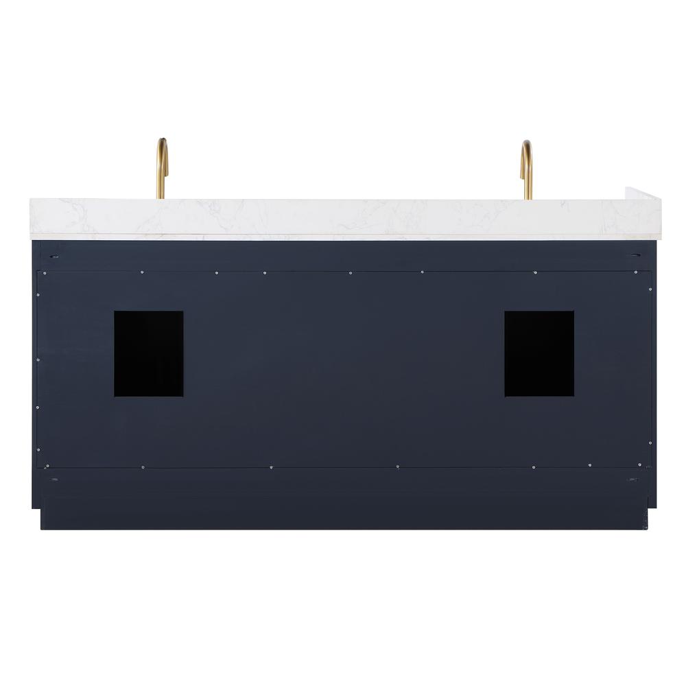 72" Double Bathroom Vanity in Royal Blue without Mirror. Picture 2