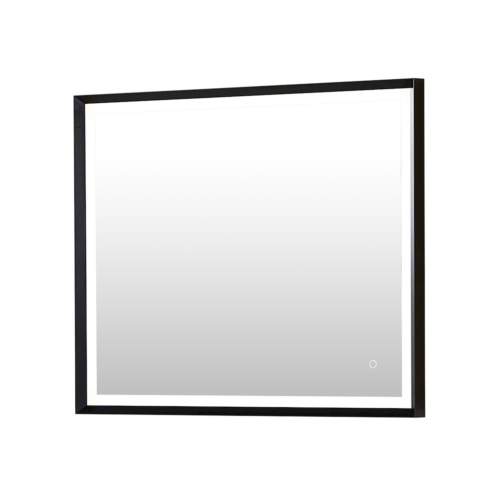 36"x30" Rectangular Wall Mirror in Matte Black Aluminum Framed. Picture 2
