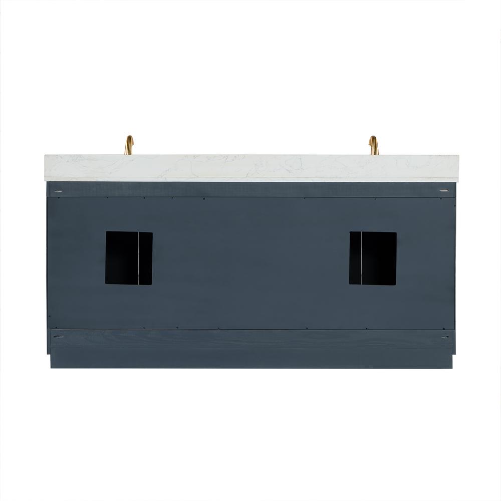 72" Double Bathroom Vanity Set in Classic Blue without Mirror. Picture 2