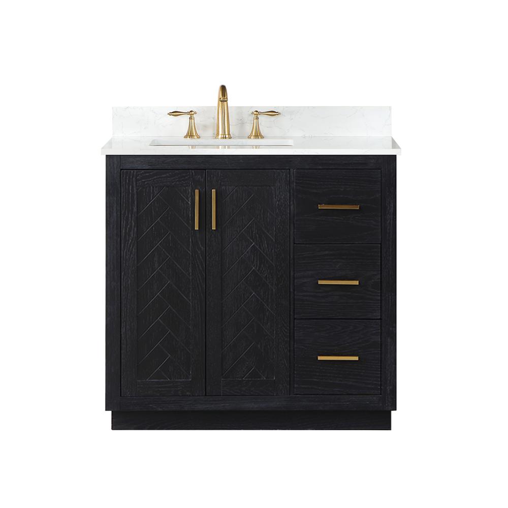 36" Single Bathroom Vanity Set in Black Oak without Mirror. Picture 1
