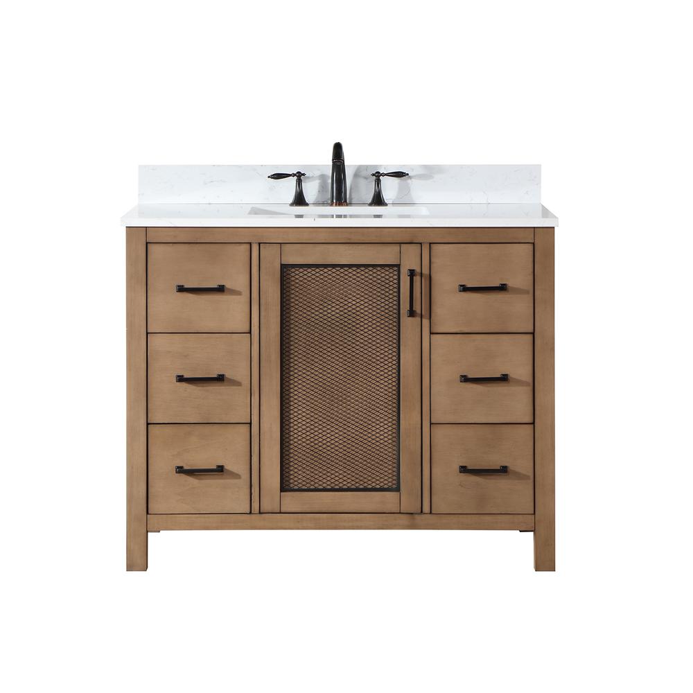 42" Single Bathroom Vanity Set in Brown Pine without Mirror. Picture 1