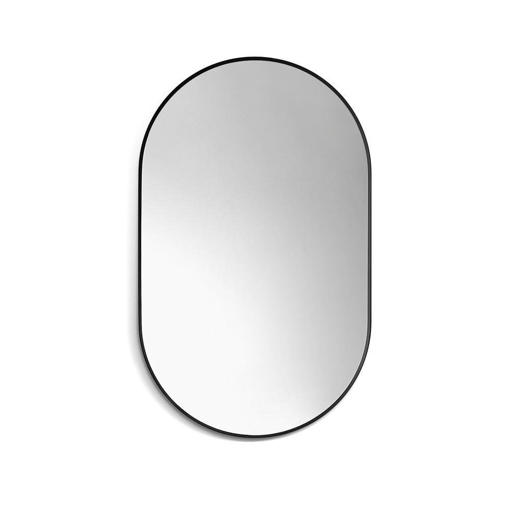 Ispra 36" Oval Bathroom/Vanity Matt Black Aluminum Framed Wall Mirror. Picture 1