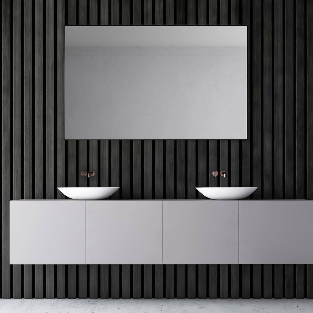 Sassi 48" Rectangle Bathroom/Vanity Matt Black Aluminum Framed Wall Mirror. Picture 8