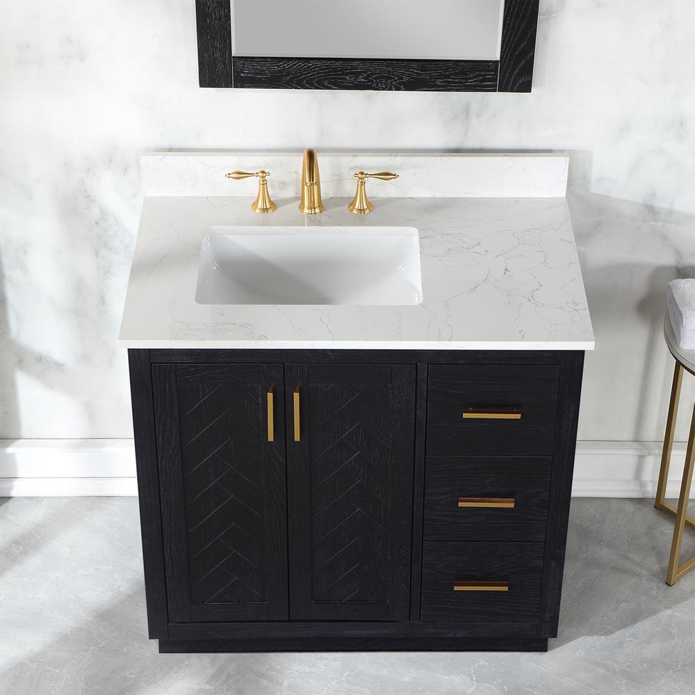 36" Single Bathroom Vanity Set in Black Oak with Mirror. Picture 6
