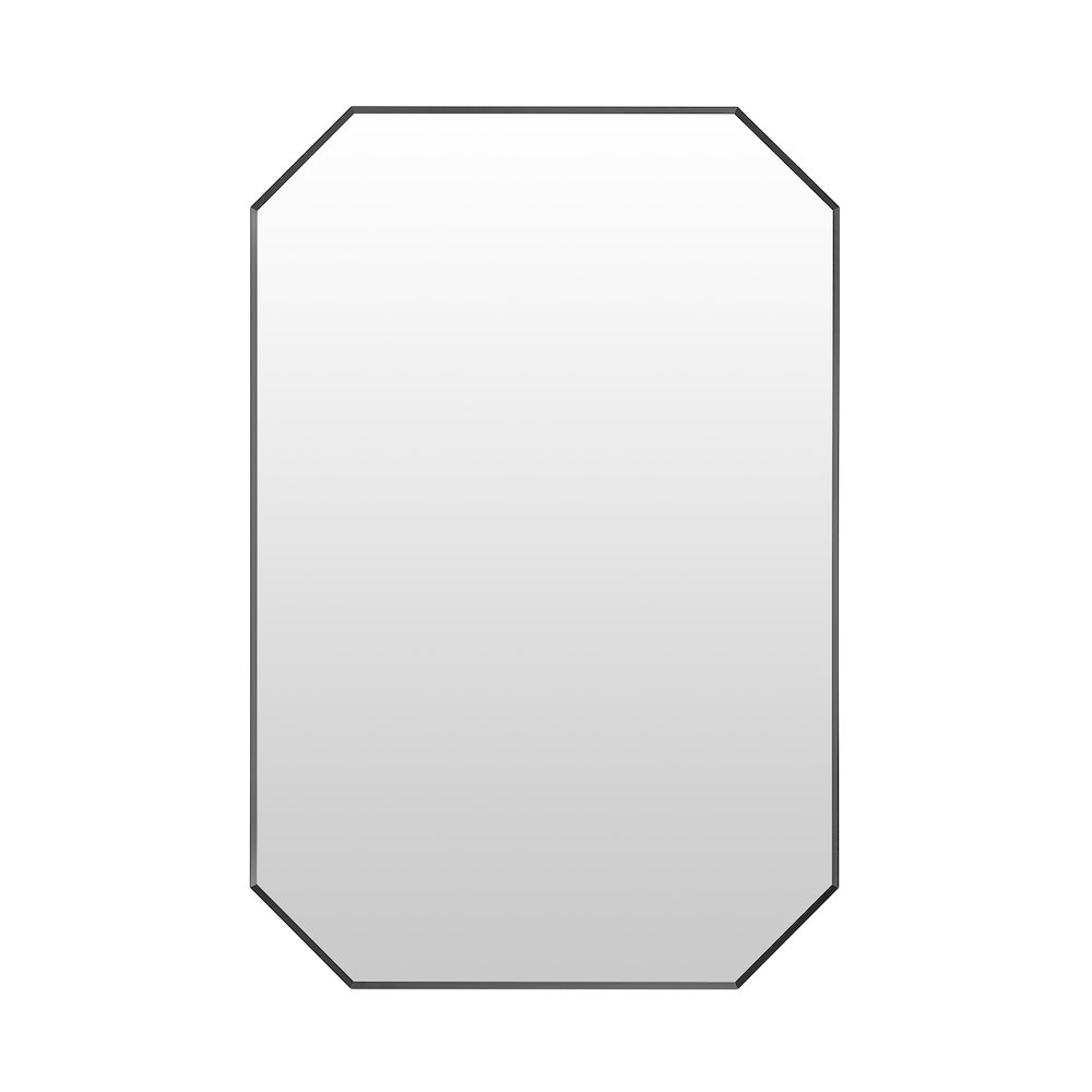 24"x36" Octagon Aluminum Framed in Matte Black Modern Bathroom Wall Mirror. Picture 2
