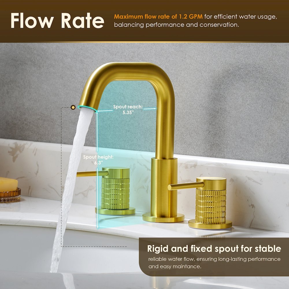 8. in Widespread 2-Handle Bathroom Faucet in Brushed Gold. Picture 11