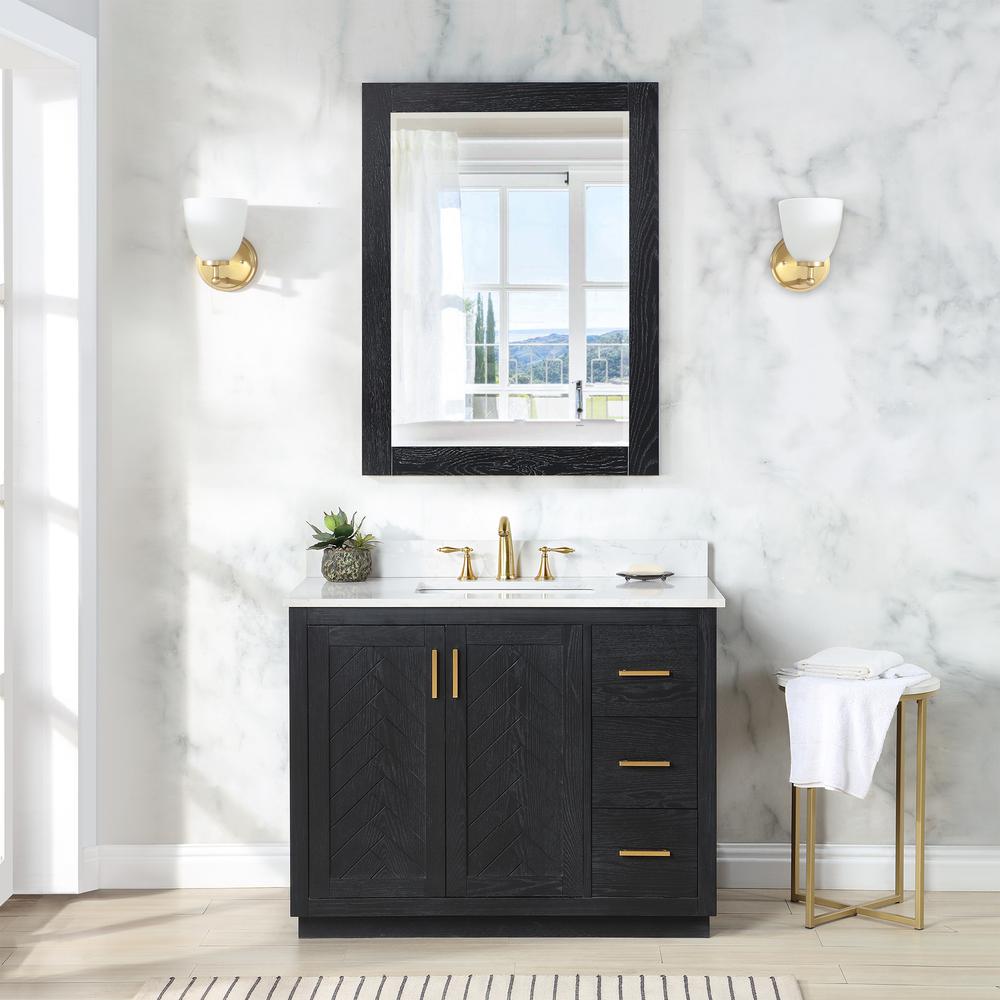 42" Single Bathroom Vanity Set in Black Oak with Mirror. Picture 4