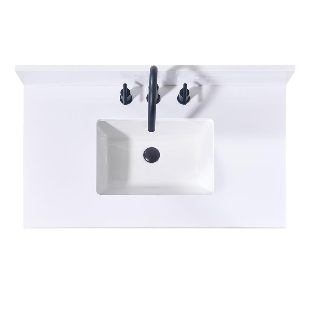 37. in Composite Stone Vanity Top in Snow White with White Sink. Picture 1