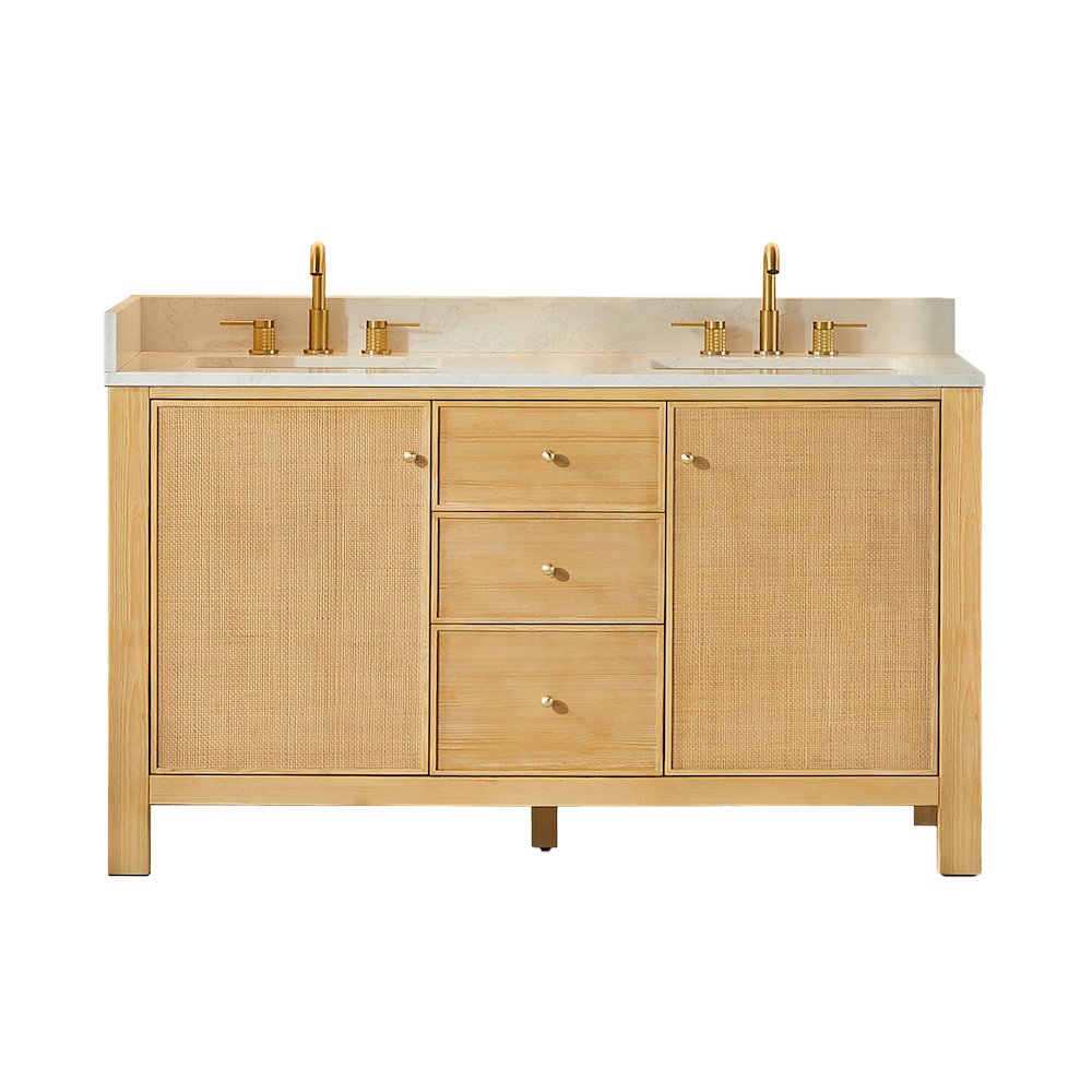 Cedar 60" Double Bathroom Vanity in Natural Wood. Picture 1