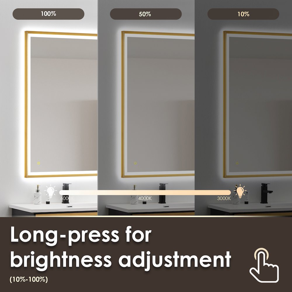 48"x30" Rectangular Wall Mirror in Brushed Gold Aluminum Framed. Picture 15