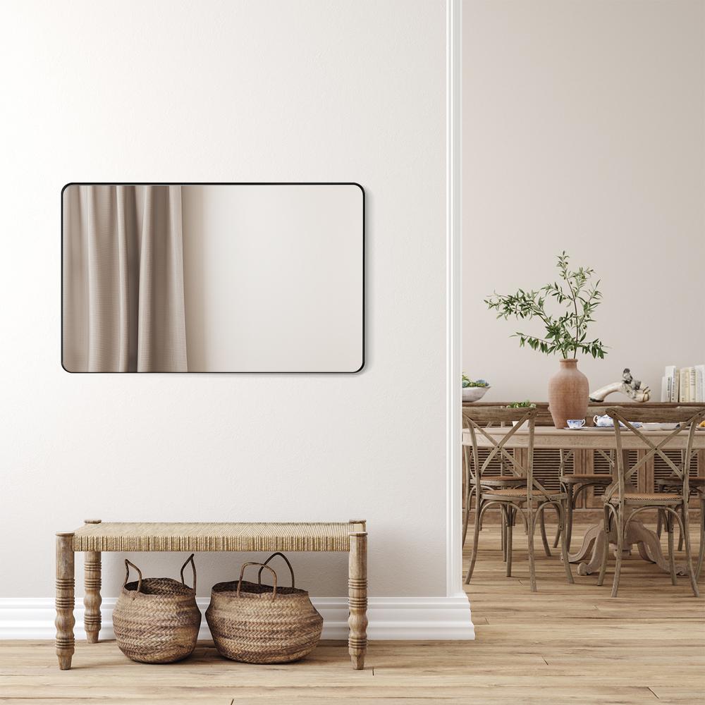Nettuno 48" Rectangle Bathroom/Vanity Matt Black Aluminum Framed Wall Mirror. Picture 15