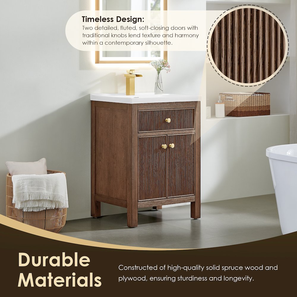 Cerrito 24" Single Bathroom Vanity in Brown Brushed Oak. Picture 6