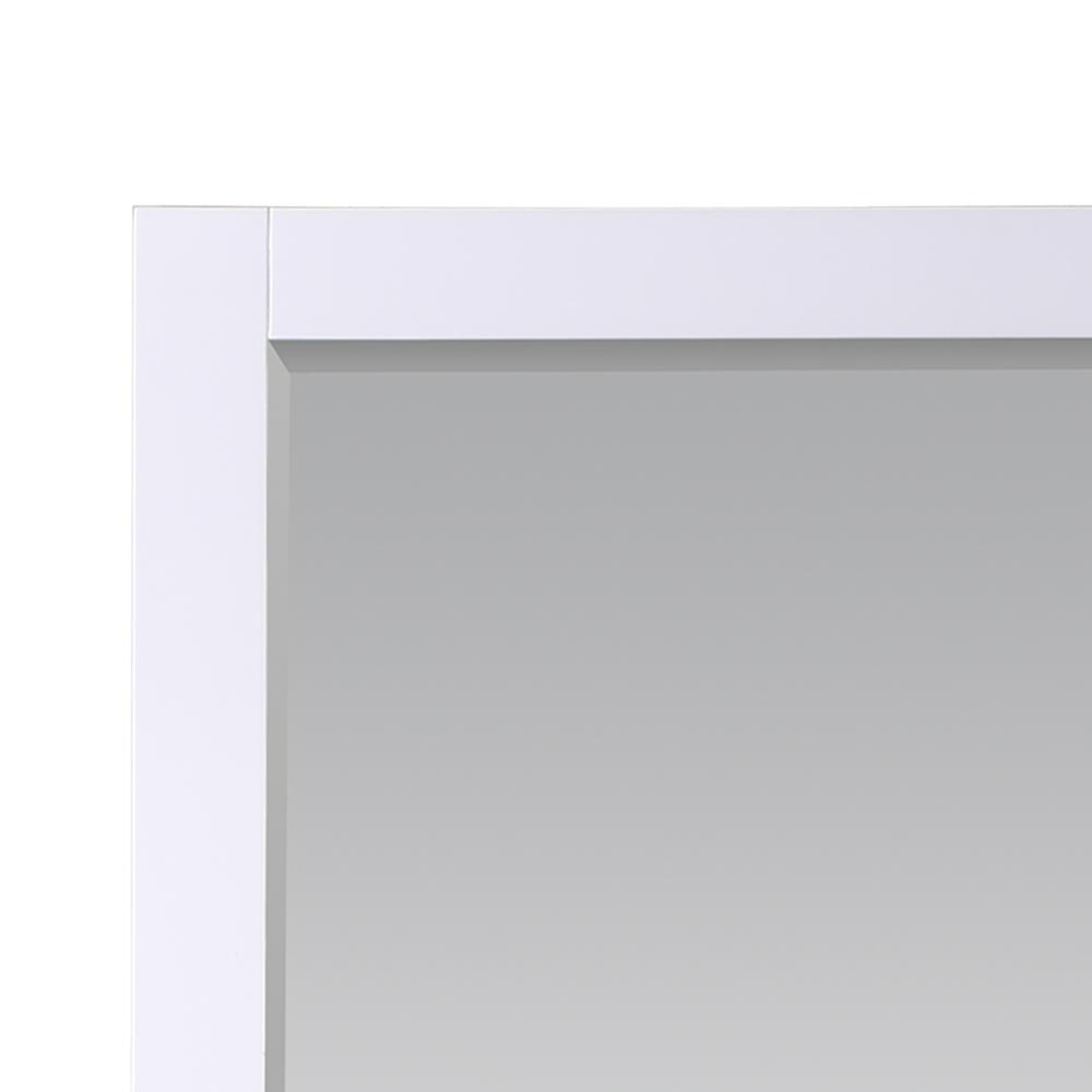 28" Rectangular Bathroom Wood Framed Wall Mirror in White. Picture 3
