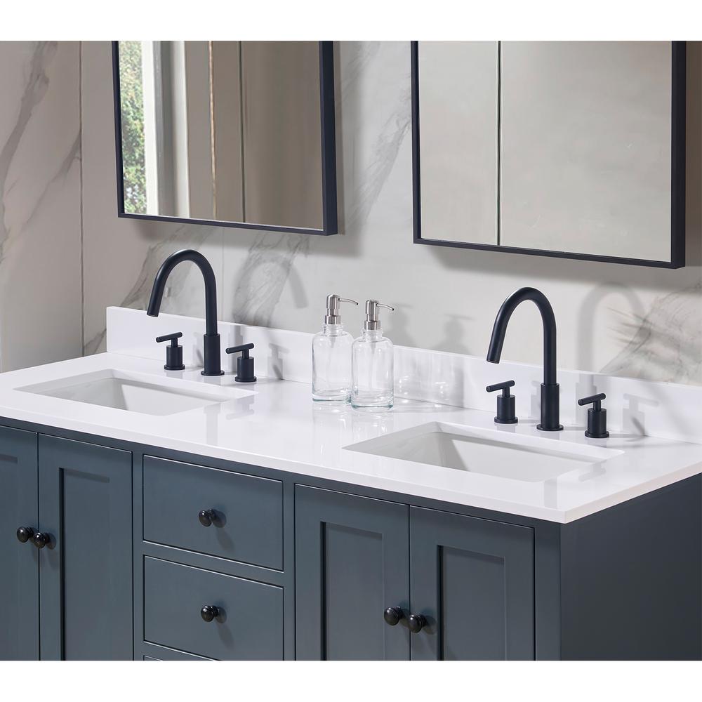 61. in Composite Stone Vanity Top in Snow White with Double White Sink. Picture 7
