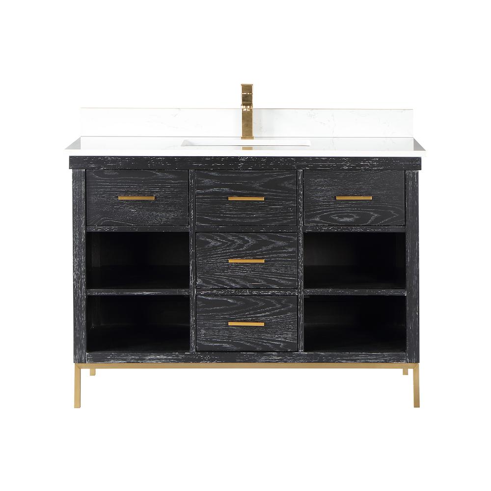 48" Single Bathroom Vanity Set in Black Oak without Mirror. Picture 1