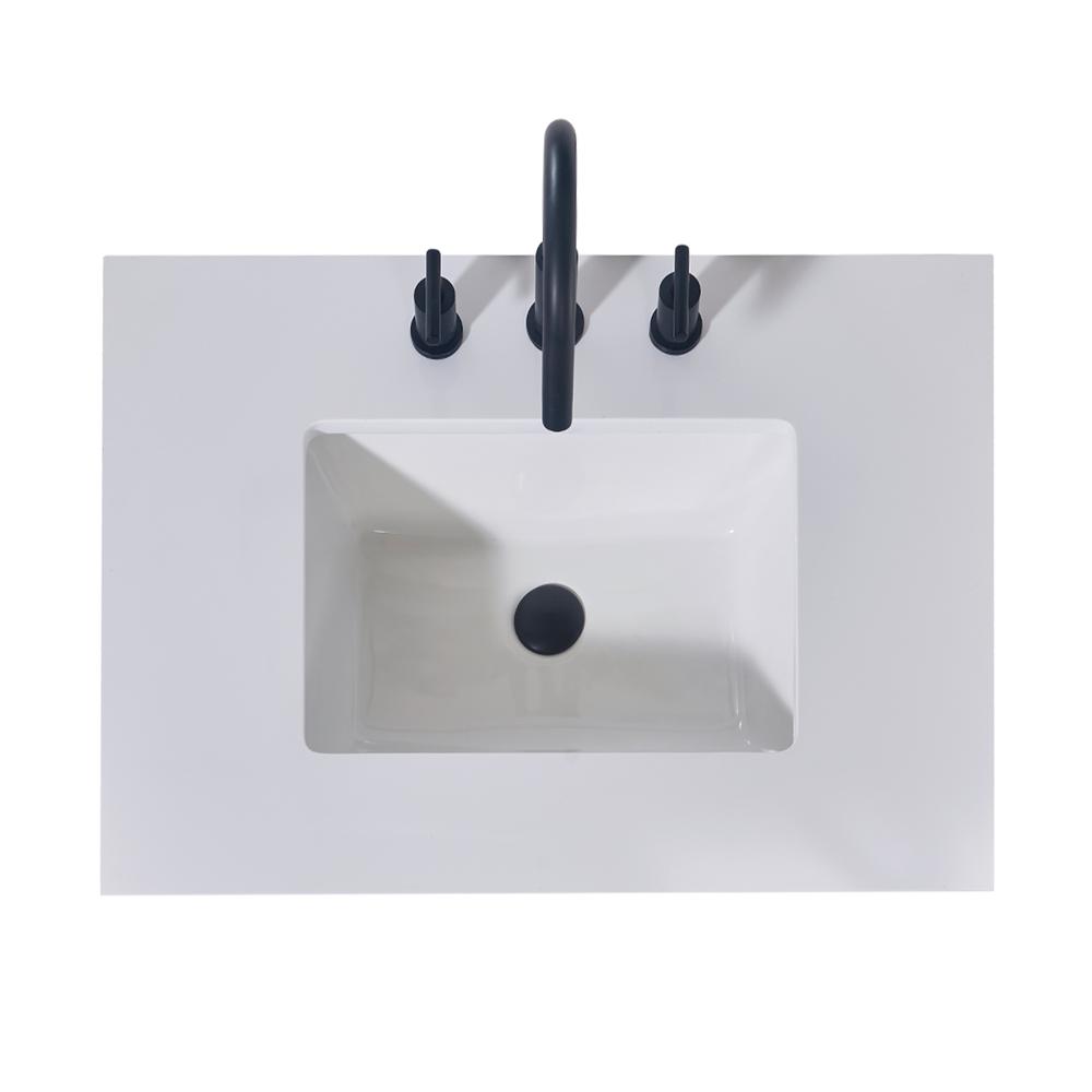 30. in Composite Stone Vanity Top in Snow White Apron with White Sink. Picture 1