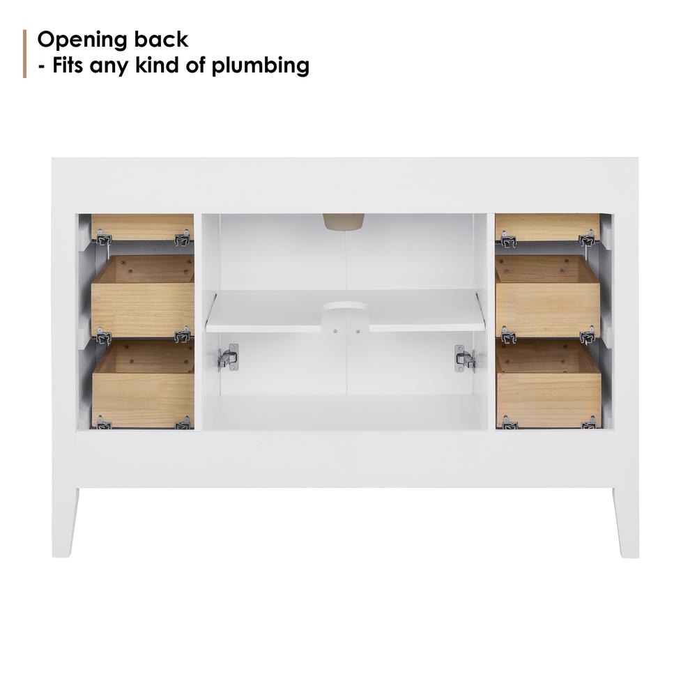 Single Bathroom Cabinet Vanity Base in White without Top and Sink, no Mirror. Picture 11
