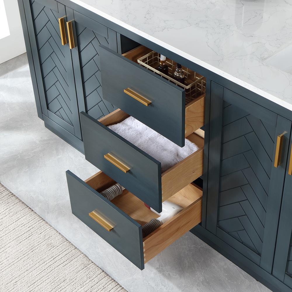 72" Double Bathroom Vanity Set in Classic Blue with Mirror. Picture 8