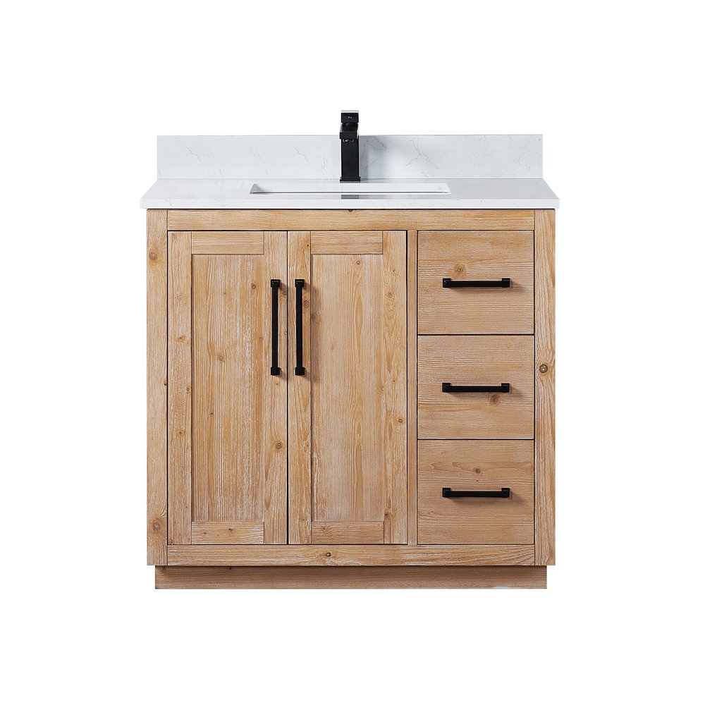36" Single Bathroom Vanity with Grain White Countertop without Mirror. Picture 1