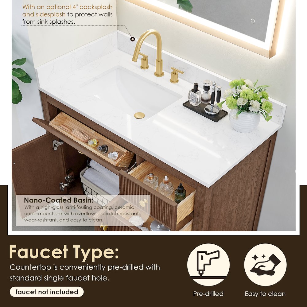 Cerrito 42" Single Bathroom Vanity in Brown Brushed Oak. Picture 7