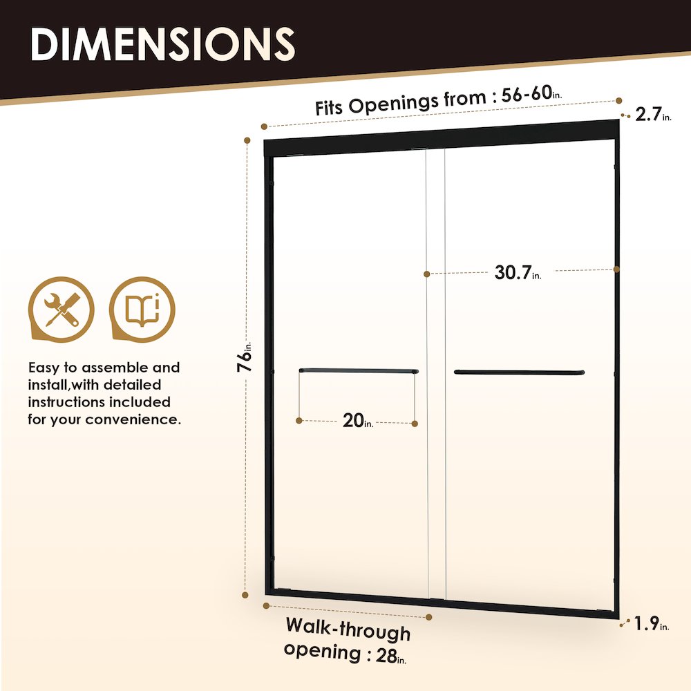 Framed Shower Door in Matte Black with Clear Glass. Picture 14