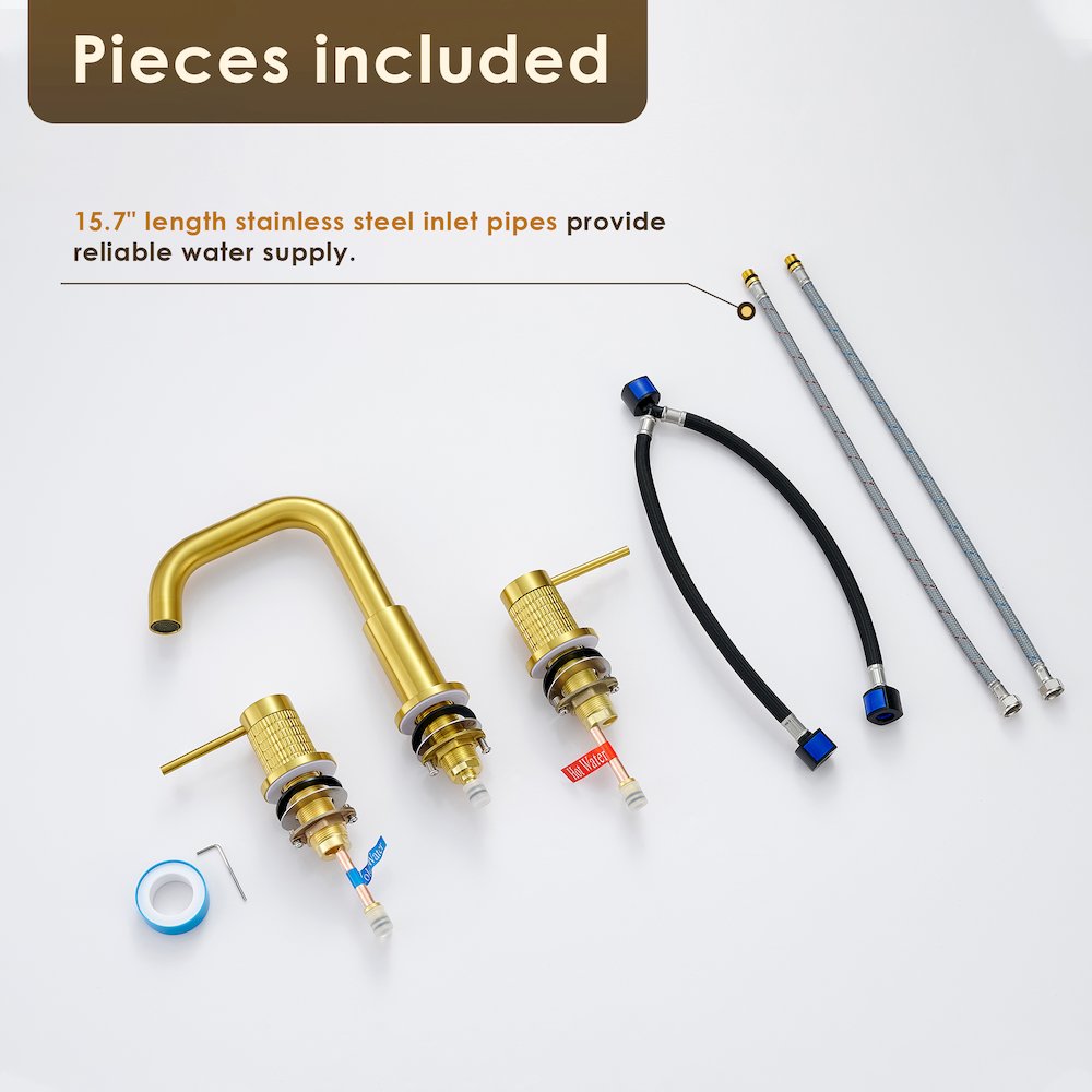8. in Widespread 2-Handle Bathroom Faucet in Brushed Gold. Picture 14