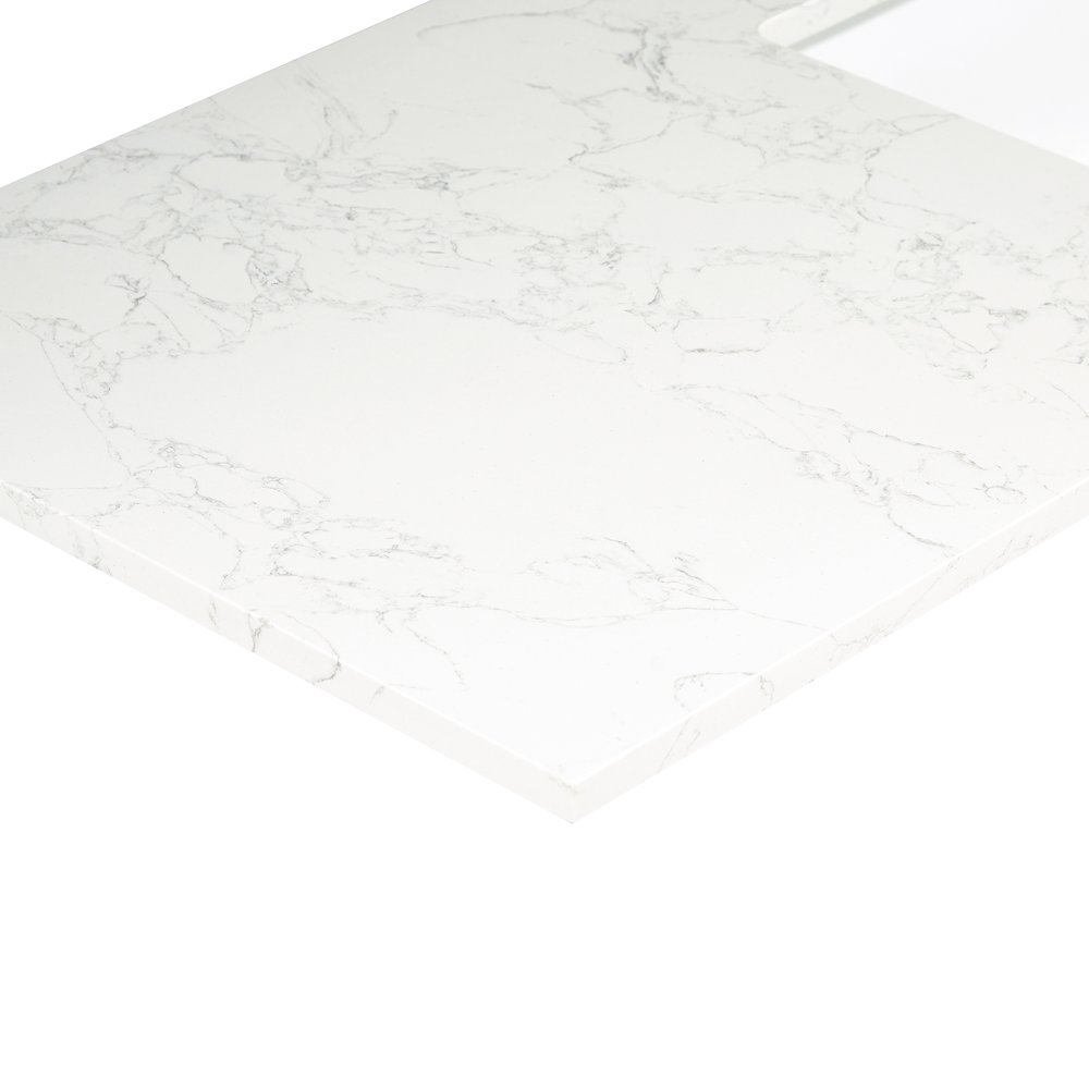 Ceres 49. in Engineered Stone Vanity Top in Grain White with Single White Sink. Picture 3