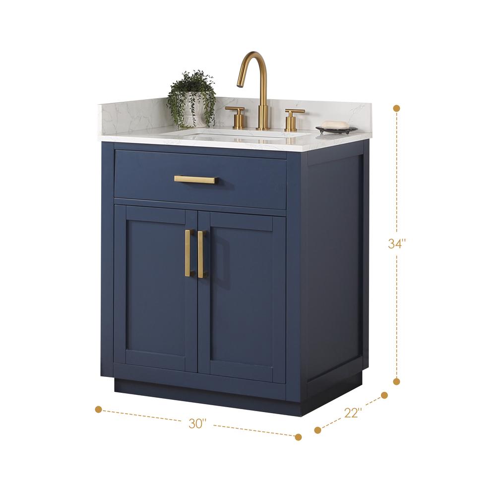 30" Single Bathroom Vanity in Royal Blue without Mirror. Picture 3