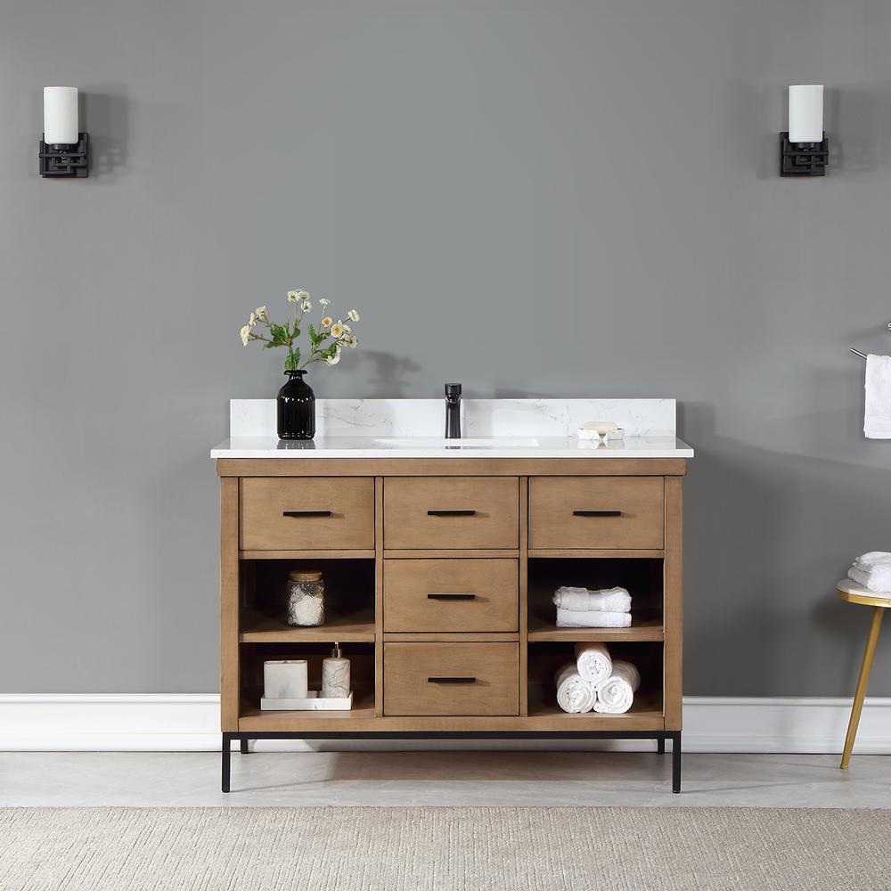 48" Single Bathroom Vanity Set in Brown Pine without Mirror. Picture 3