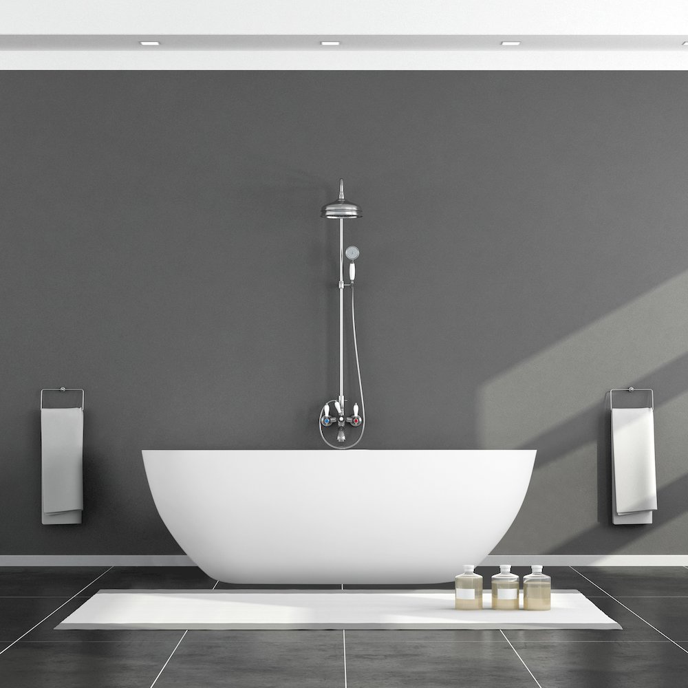 59" x 30" Solid Surface Soaking Bathtub and Integrated Overflow. Picture 11