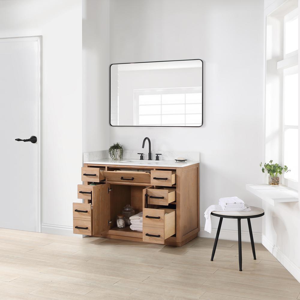 48" Single Bathroom Vanity in Light Brown with Mirror. Picture 6
