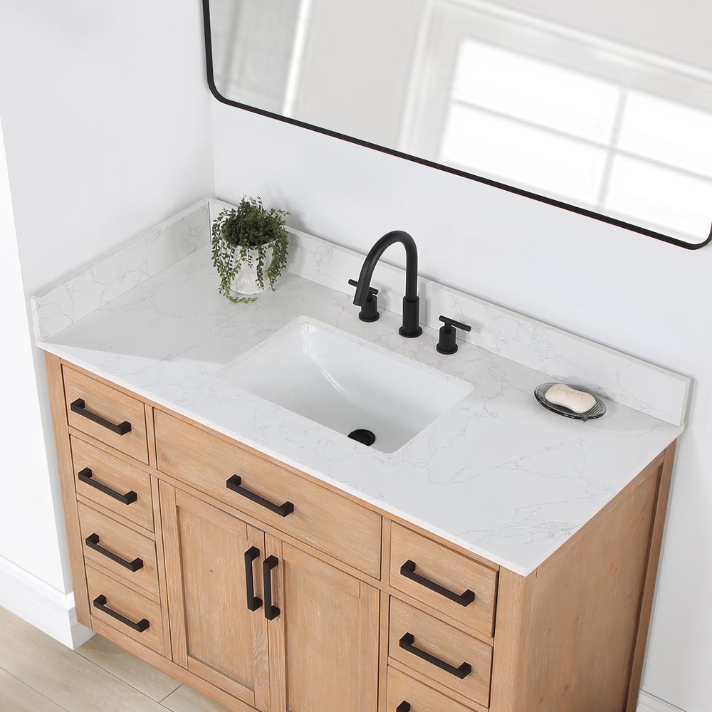 48" Single Bathroom Vanity in Light Brown with Mirror. Picture 8