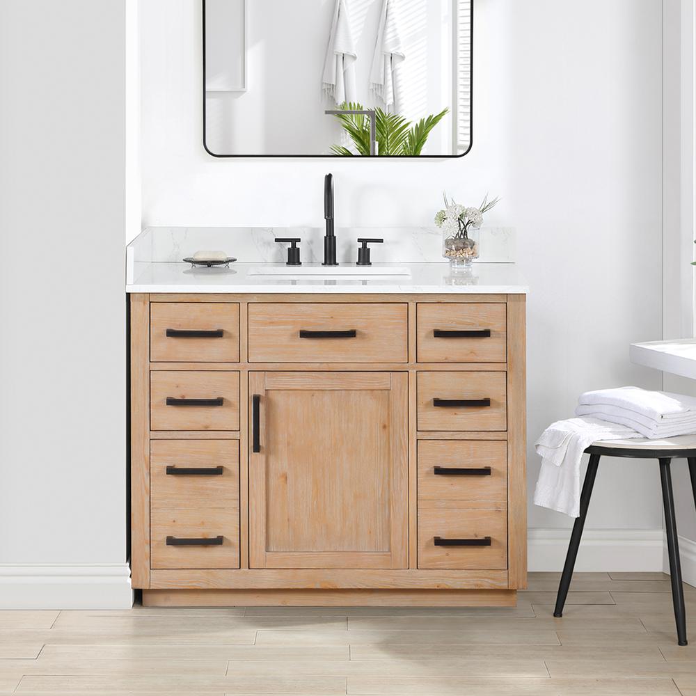 42" Single Bathroom Vanity in Light Brown without Mirror. Picture 5