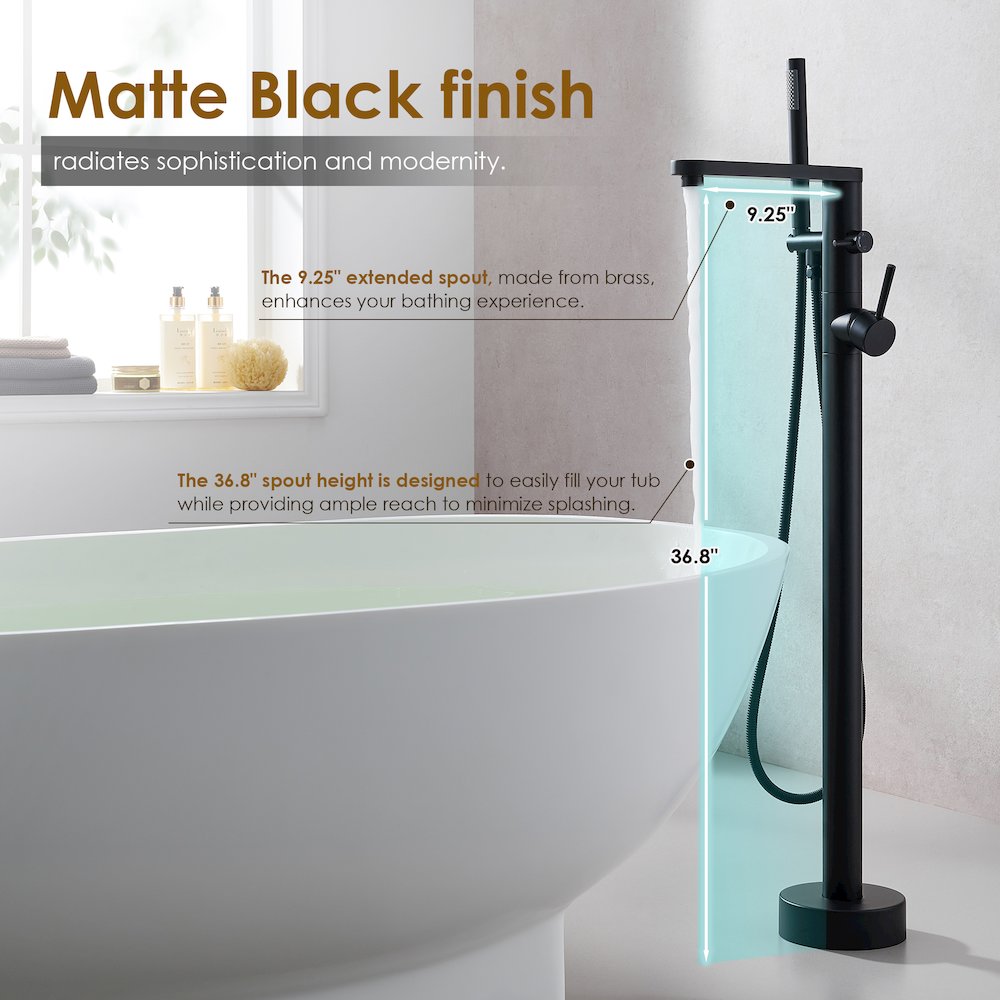 Double Lever Handles Freestanding Floor Mounted Tub Filler. Picture 10
