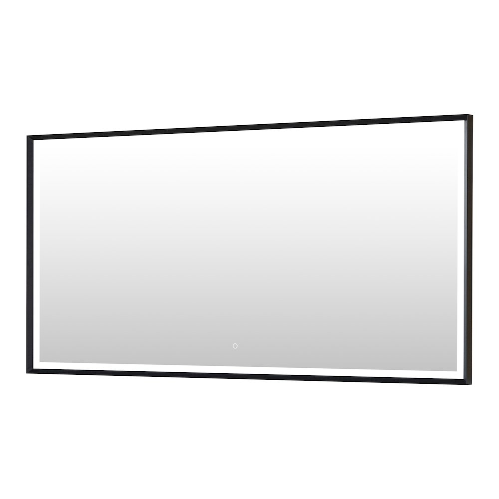 72"x36" Rectangular Wall Mirror in Matte Black Aluminum Framed. Picture 2